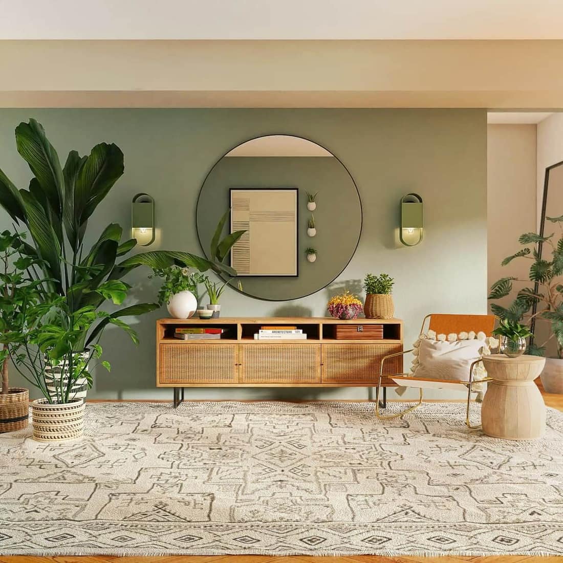 Bright interior with furniture and soft daylight